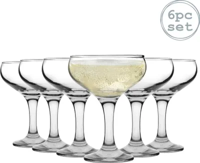 Produktbild von Rink Trinken Vintage Glas Champagner Untertasse - 200ml - Packung mit 6 Champagne Coupe Brille