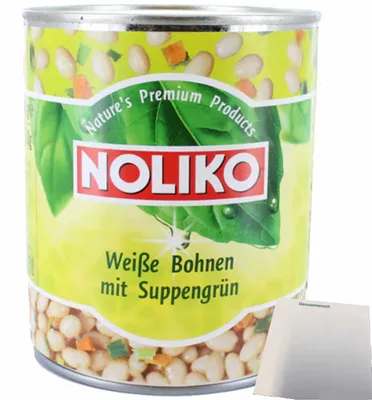 Produktbild von Weisse Bohnen mit Suppengrün (850ml Dose) + usy Block