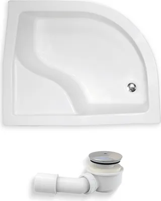 Productafbeelding van Douchebak kwartcirkel 120x85x45 rechts, sanitairacryl, glad oppervlak | Afvoerkit ø50 mm en voetjes inbegrepen | Antislip douchebak | BADLAND MAXI