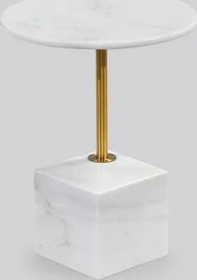 Produktbild von Kleiner Weißer Beistelltisch Kunstmarmor Wohnzimmer Möbel Ablagetische