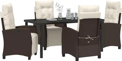 Obrázok produktu pre vidaXL Záhradný jedálenský set s vankúšmi 5 ks hnedý polyratan