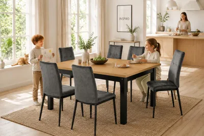 INSPIRO Essgruppe – Platz für gemeinsame Mahlzeiten mit der Familie, KI-generiertes Bild