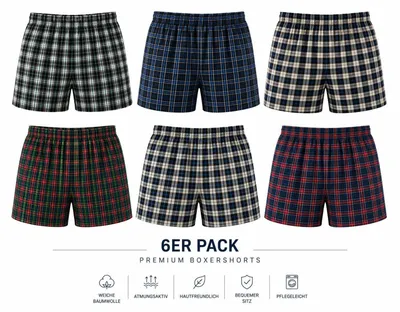 Immagine prodotto di Boxer da uomo, confezione da 6, 100% cotone – elastico in vita, apertura con bottone, multicolore/M