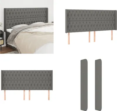 Produktbild von vidaXL Kopfteil mit Ohren Dunkelgrau 183x16x118/128 cm Stoff - Kopfteil - Kopfteile - Bett-Kopfteil - Bettkopfteil