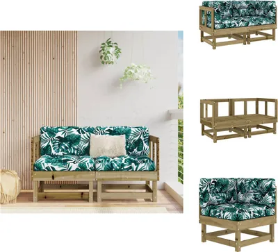 Produktbild von vidaXL Ecksofas mit Kissen 2 Stk. Kiefernholz Imprägniert -  Gartensofaelemente