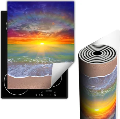 Produktbild von Herdabdeckplatten Glaskeramikkochfeld-Abdeckung 40x52 cm Anti Rutsch Matte Aufrollbar, Meer Strand