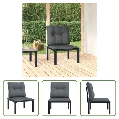 Produktbild von The Living Store Gartenstuhl mit Kissen Schwarz und Grau Poly Rattan