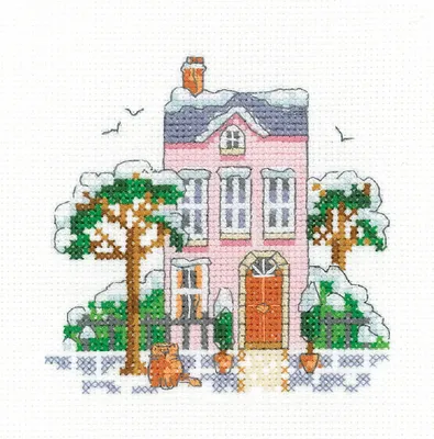 Obrázek produktu pro Heritage cross stitch set Aida "Winter Townhouse (A)", počítaný vzor, KSWT1670-A, 10x10cm