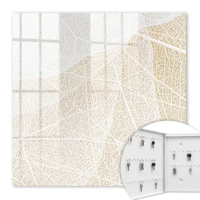 Produktbild von Metall Schlüsselkasten 30 x 30 cm - weißer Schlüsselschrank zur Wandmontage - wandhängende Schlüsselbox mit Tür - nach links öffnend - Schlüsselaufbewahrung für Flur - Büro - Arbeitszimmer - Werkstatt - Garage - Subtile Eleganz