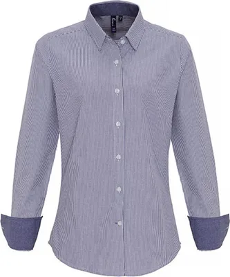 Produktbild von Premier Workwear Women´s Baumwolle Rich Oxford Stripes Shirt