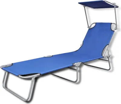 Produktbild von vidaXL Klappliege mit Sonnendach Stahl und Stoff Blau