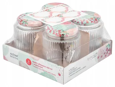 Produktbild von Einmachgläser 450 ml, 4er Set, geriffelt mit Schraubdeckel, für Marmelade & Vorräte