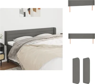 Produktbild von vidaXL Kopfteil mit Ohren Dunkelgrau 163x16x78/88 cm Stoff -  Kopf- & Fußenden