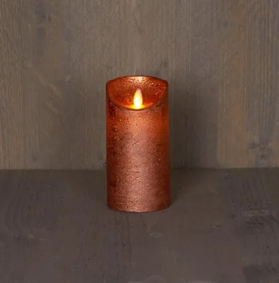Productafbeelding van Kaars wax rustiek bewegende vlam 7,5x15 cm koper b.o. Anna's Collection