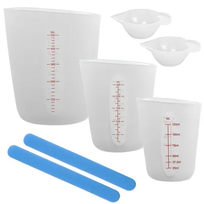 Zdjęcie produktu dla Zestaw silikonowych miarek 125/250/500 ml z podziałką, 3 sztuki, przezroczyste