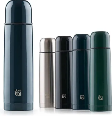 Image de Thermos en acier inoxydable sans BPA et sans fuite, 700 ml, avec gobelet et verseuse, bleu foncé