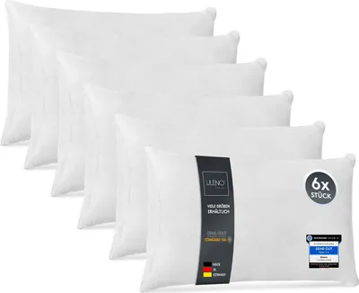 Produktbild von LILENO HOME 6er Set Kissenfüllung 40x60 cm - 40°C waschbares Innenkissen geeignet für Allergiker - Polyester Kisseninlet als Couchkissen, Sofa Kissen, Cocktailkissen und Kopfkissen