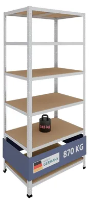 Productafbeelding van Stellingkast Metalen stellingkast Stellingrek - verzinkt - 6 planken - 145 kg per plank - 200 x 90 x 60 cm