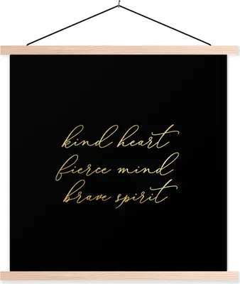Produktbild von MuchoWow® Textilposter Zitate - Sprichwörter - Gold - Schwarz 60x60 cm mit holzfarbenen Rahmen - Wanddekoration