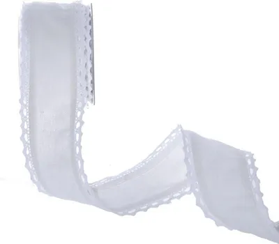 Produktbild von Softes Baumwolleband mit Häkelspitze - Creme - 50 mm  - 5 m - 93204-50-5-02