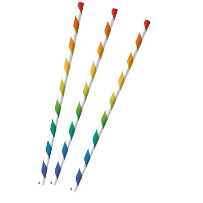 Produktbild von Trinkhalme aus Papier Regenbogenfarben