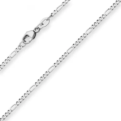 Image de Collier "Figaro" en argent 925 rhodié, avec incrustations de diamants, longueur 40 cm, largeur 1,9 mm
