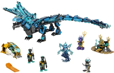 Produktbild von LEGO 71754 NINJAGO Wasserdrache Set, Drachen-Spielzeug für Kinder ab 9 Jahren, Set mit Mini-U-Boot und 5 Ninja Mini-Figuren, Geschenk für Mädchen, Jungen und Kinder ab 9 Jahren