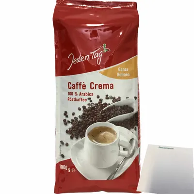 Produktbild von Jeden Tag Caffe Crema Ganze Bohne 100% Arabica (1000g Packung) + usy Block
