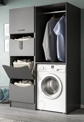 Produktbild von Waschmaschinenschrank "Flexy" in grau Set 2-teilig 126 x 196 cm
