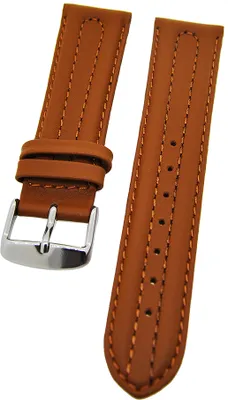 Produktbild von Uhrenarmband Kalbsleder abgesteppte Doppelwulst Hellbraun 22mm