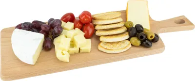 Produktbild von Krumble Schneidebrett mit Griff - Schneidebretter rechteckig - Schneidebretter 40 bis 50 cm - Einfaches Schneidebrett - Messerfreundlich - Küchenutensilien - Küchenzubehör - Holz - Braun