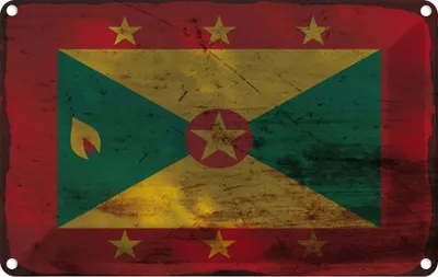 Produktbild von vianmo Blechschild 20x30 cm Grenada Rost Flagge Fahne Wappen