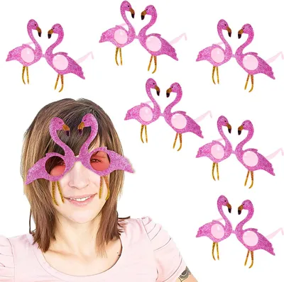 Produktbild von Oblique Unique 6x Flamingo Brille für JGA Hawaii Sommer Party Accessoire Fasching Karneval Kinder Geburtstag