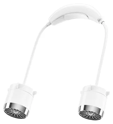 Immagine prodotto di Ventilatore da collo, ricaricabile tramite USB, flusso d'aria regolabile, colore bianco