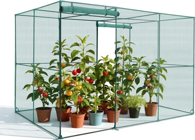 Zdjęcie produktu dla Namiot ochronny do roślin VEVOR, 2900 x 1940 x 1940 mm Siatka ochronna do roślin, drzwi z zamkiem błyskawicznym, odporna na wiatr klatka do roślin Szklarnia do podwyższonych grządek na zewnątrz, ogrodu, tarasu i trawnika