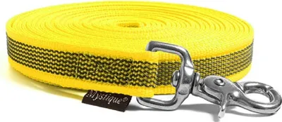Produktbild von Mystique® Gummierte Schleppleine 20mm mit HS rostfreiem Scherenkarabinerhaken gelb 5m