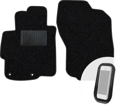 Produktbild von moto-MOLTICO Vorne Fußmatten Auto Velours Autoteppiche Schwarz Automatten Set 2-teilig passend für Mitsubishi L200 II 2006-2015