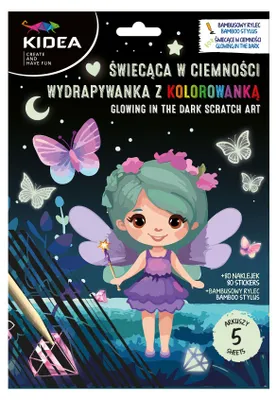 Zdjęcie produktu dla Wydrapywanka z kolorowanką świecąca w ciemności Wrózki Magic Kidea