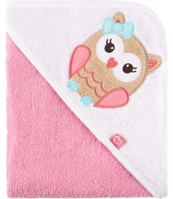 Immagine prodotto di Asciugamano con cappuccio Be Mammy in cotone 100 cm x 100 cm BE20-240-BBL (rosa - gufo, 100 cm x 100 cm)