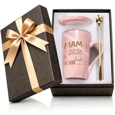 Immagine prodotto di Tazza da caffè "Mama 2026", rosa marmorizzata, 400 ml, set regalo