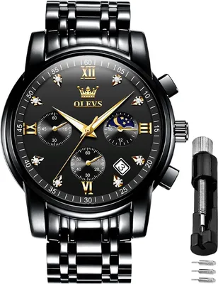 Obrázek produktu pro Pánské hodinky s náramkem z nerezové oceli Quartz hodinky muži s diamantem datum vodotěsné svítící klasické elegantní náramkové hodinky dárek
