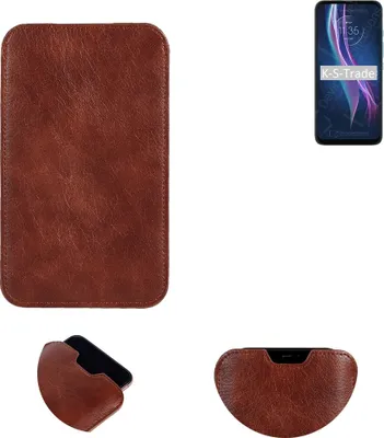 Produktbild von K-S-Trade Schutzhülle Handyhülle kompatibel mit Motorola One Fusion+ Handytasche Kunstleder Sleeve in braun