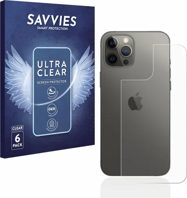 Produktbild von 6x Für Apple iPhone 12 Pro Max (Rückseite) Schutzfolie Savvies Displayschutz Display Schutz Folie Klar Transparent