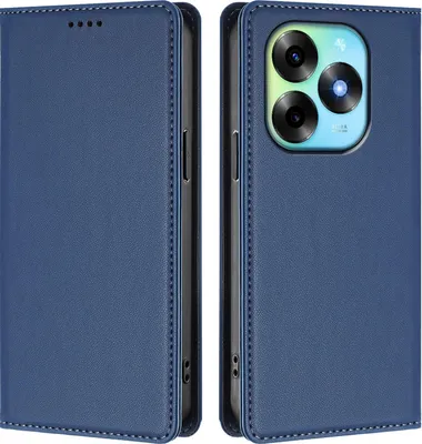 Image de Étui en cuir pour itel S23+, étui à rabat magnétique en cuirPolyuréthaneavec support, bleu foncé