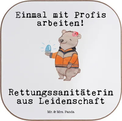 Produktbild von Mr. & Mrs. Panda Tischuntersetzer Rettungssanitäterin Leidenschaft - Weiß - Geschenk, Untersetzer Gläser, für, Coaster, Glas, gläseruntersetzer
