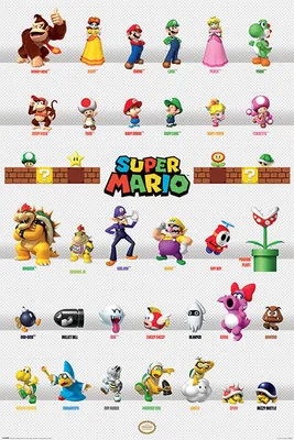 Image de Nintendo - Super Mario - Parade des personnages - Poster jeu vidéo - Taille 61x91,5 cm