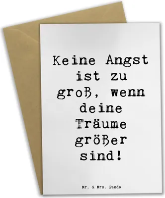 Produktbild von Mr. & Mrs. Panda Grußkarte Spruch Angst überwinden - Weiß - Geschenk, weihnachtskarten, ermutigend, Zuversicht, Inspiration, genesungskarte, Trost, Grußkarten, Liebe