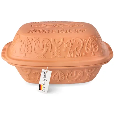 Produktbild von Römertopf Keramik Bräter 4 Liter, mit Deckel, backofengeeignet, für 6 Personen, Terrakotta, KLASSIK, Schmoren, Braten, Dampfgaren, lange Warmhaltefunktion, seit 1967