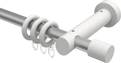 Produktbild von Interdeco Gardinenstange / Vorhangstange Silbergrau / Weiß, Typ Talena Feta (Kappe), 20 mm Ø 1-läufig, 540 cm