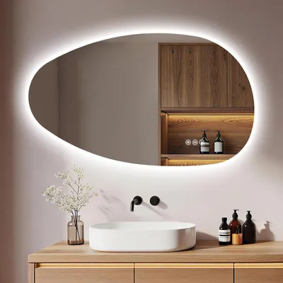Immagine prodotto di S'AFIELINA specchio da bagno con illuminazione 50×85 cm Specchio da parete con interruttore a LED 3 colori di luce e dimmerabile, antiappannamento e funzione memoria